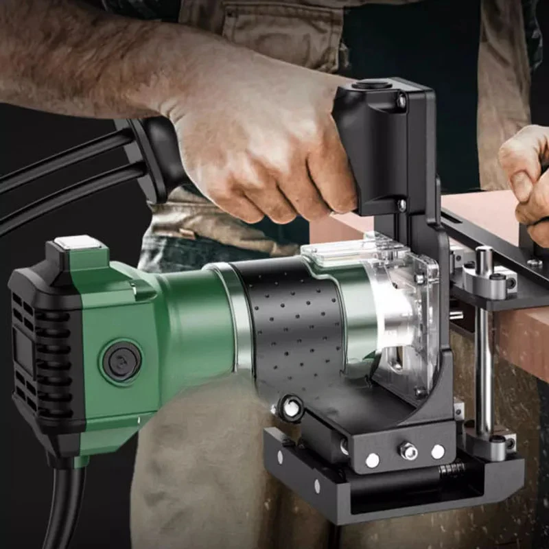 2 In 1 Electric Wood Slotting Trimming Tool Woodworking Connection Opening Fasteners Handheld Punching Locator Grooving Machine