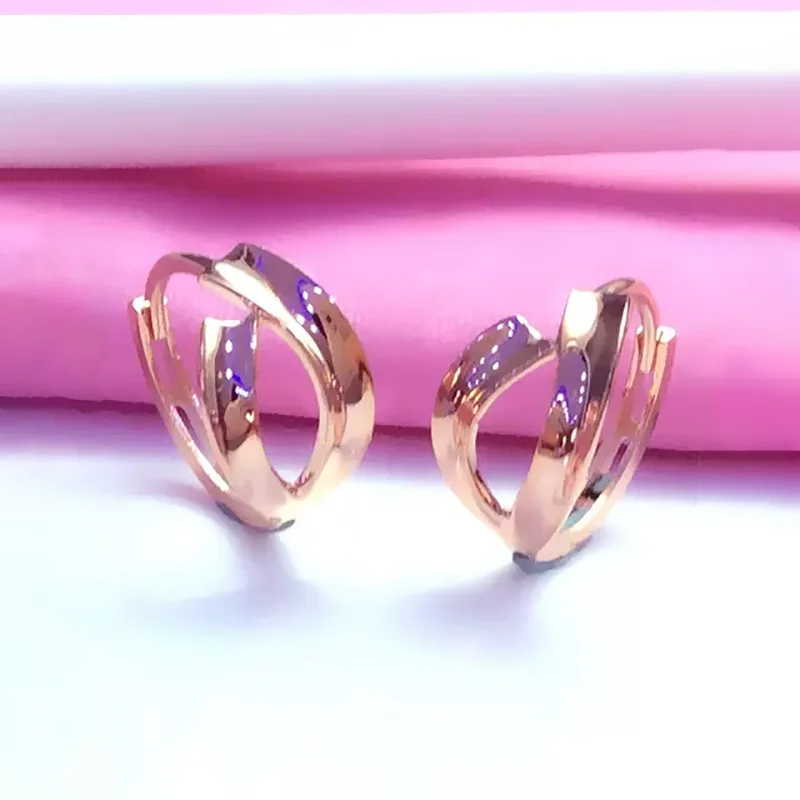 

585 Purple Gold Earrings for women Fashion Plated 14K Rose Gold Shining glossy Geometric Earings Light Luxury Banquet Jewelry