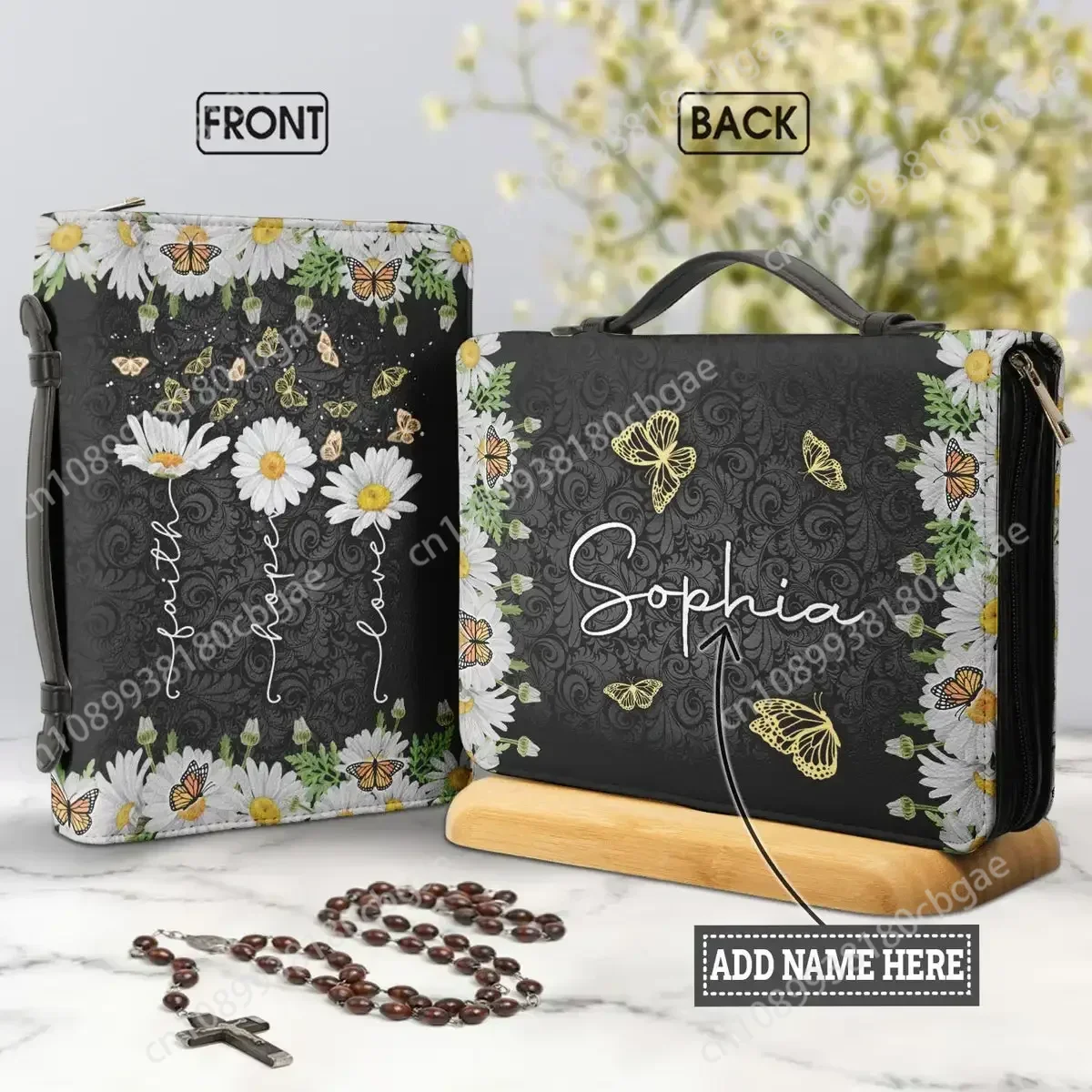 

Small Daisy Butterflies Design Bible Storage Bag Bible Study Book Holy Cover Case Personalitized Carry Bag Protective Handbags