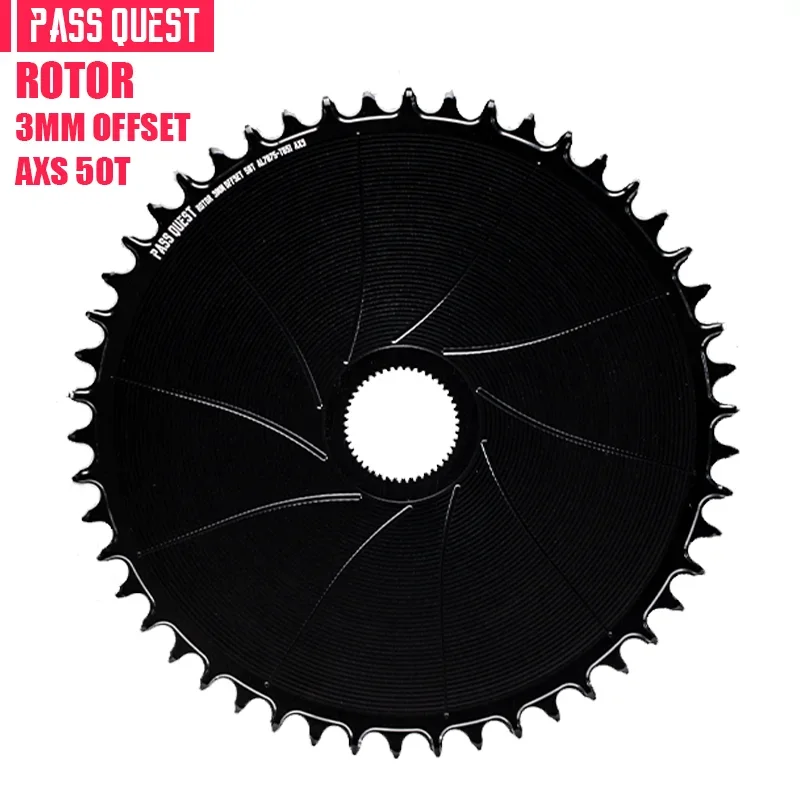PASS QUEST 3 mm offset AERO rond smal breed kettingblad voor rotor VEGAST / ALDHU Direct Mount Crank AXS 12-speed ketting 42-54T