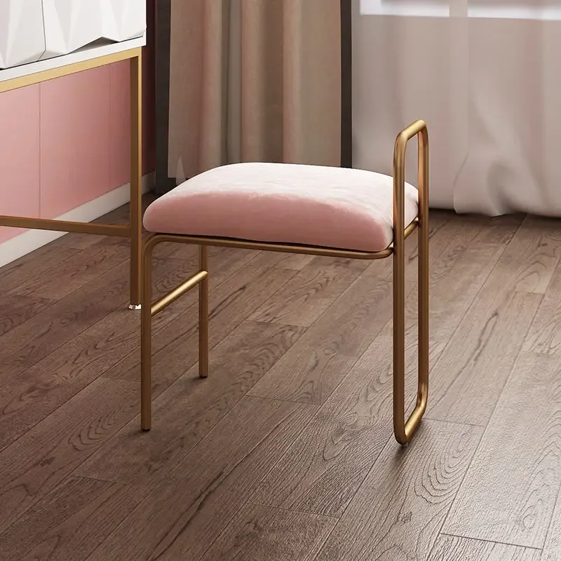 Nordic Dressing Stool Makeup Stool Modern Minimalist Makeup Chair Bedroom Small Stools Living Room Furniture Vanity Chairs Pink