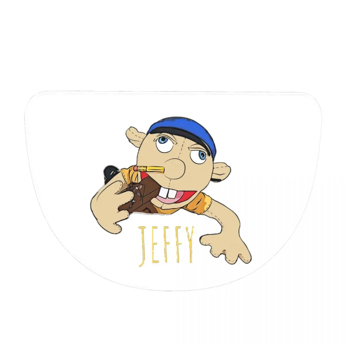 Jeffy The Puppet Hot Selling! Soft Flannel Half Round Doormat Non Slip Bathroom Mat Absorbent Floor Carpet for Living Room