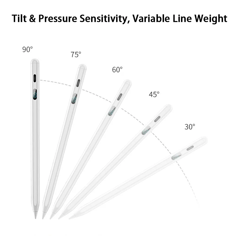 Smart LED Digital Power Display Stylus Pen Palm Rejection Tilt Drawing Replaceable Tip Magnetic Capacitive Pen For IOS Android