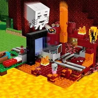Assembling Building Blocks Game scene My World Portal Underworld Portal Hell Ghost Steve Flame Man Toy Boy Gift