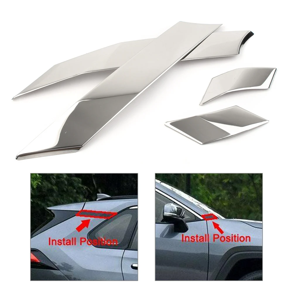 Chrome Car Door Window A C Pillar Post Molding Sticker Cover Trim Steel For Toyota Rav4 RAV 4 2019 2020