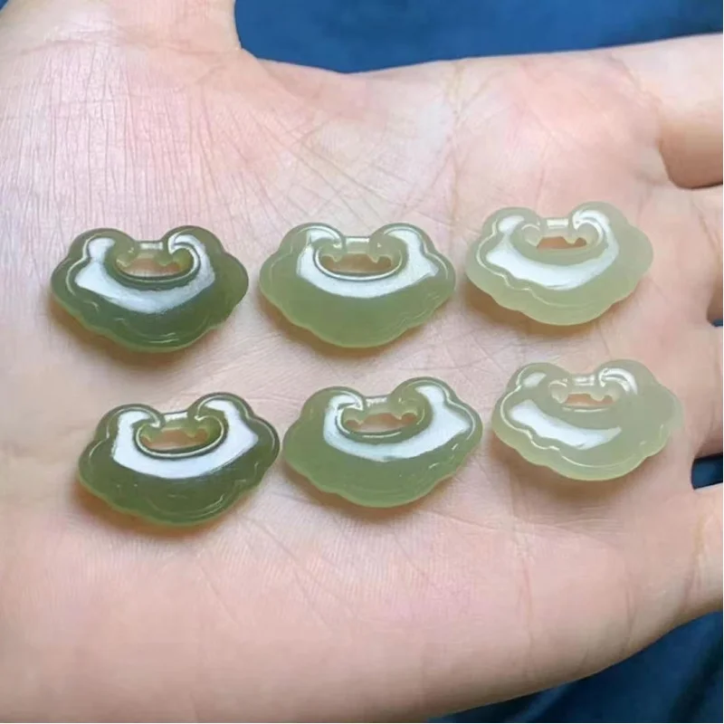 

Natural Hetian jade Qinghai material-style Ruyi lock pendant with hole various accessory combinations