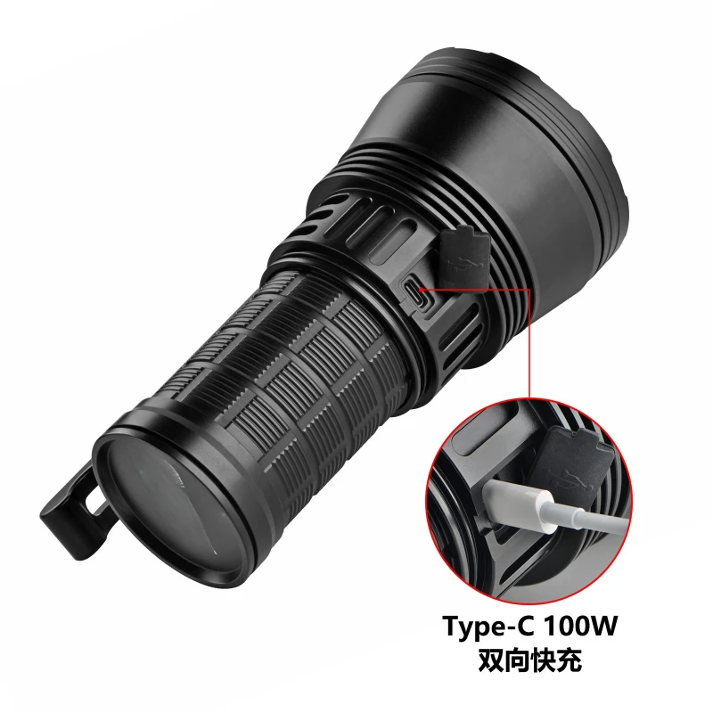 مصباح يدوي قوي محمول خارجي HK08 عالي الطاقة 100 وات في اتجاهين شحن سريع 60000 لومن 8led #5