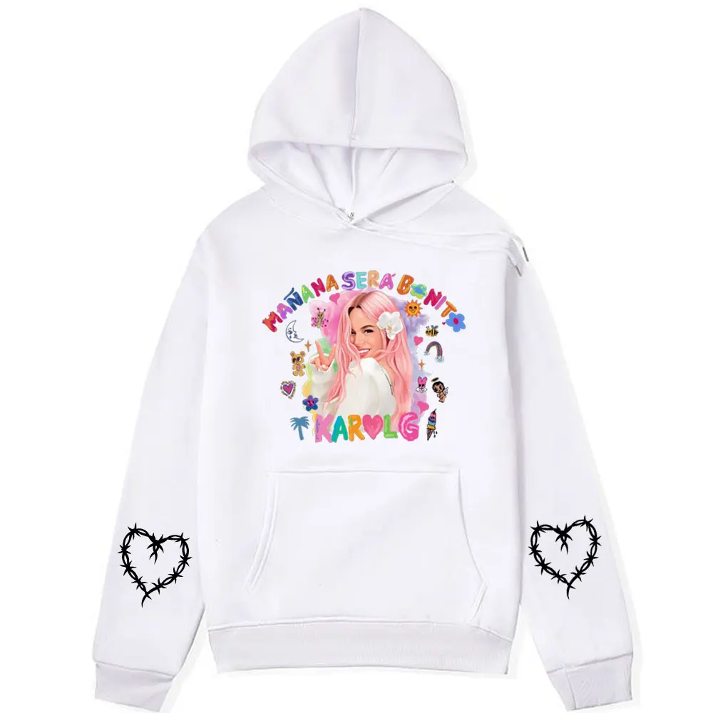 Singer Karol G Manana Sera Bichota Print Hoodie Men's Women's Winter Fashion Long Sleeve Sweatshirts Oversized Streetwear Hoody