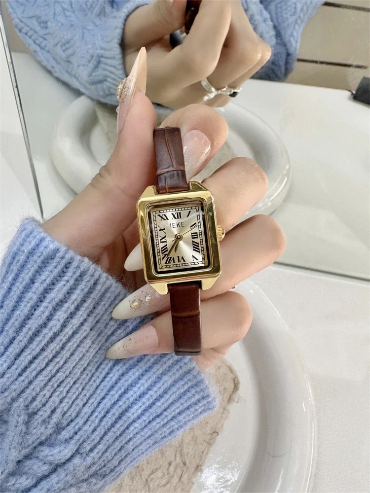 Fashion Rectangle Quartz Watch for Women Luxury Brand Roman Dial Leather Strap Ladies Watches Women's watch Relojes Para Mujer