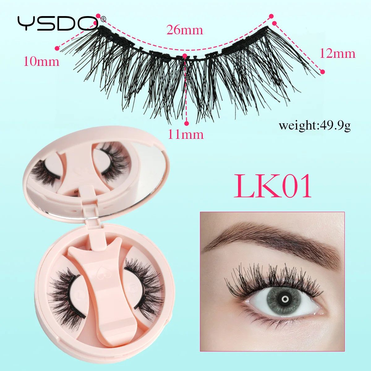 YSDO Magnetische Wimpern 1 Paar Natürliche Magnetische Nerz-Kunstwimpern Wiederverwendbare Flauschige Dicke 3D Falsche Wimpern mit Applikator Klebefrei – Detail 18