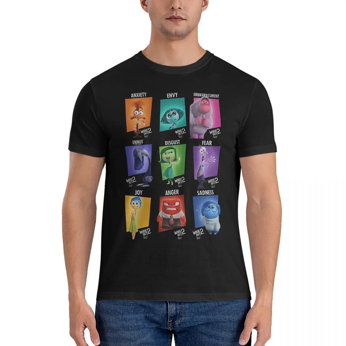 Inside Out Emotions T-Shirts for Men Inside out 2 Funny Cotton Tee Shirt Round Collar Short Sleeve T Shirt Party Clothing