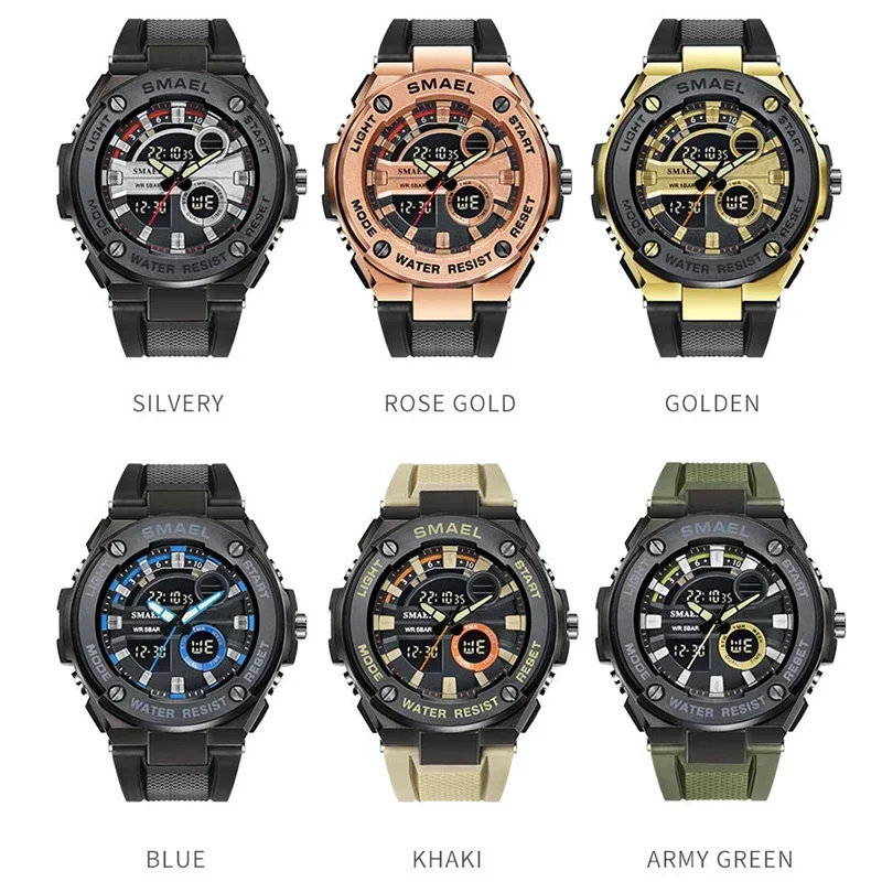 SMAEL Orologio militare Orologi sportivi impermeabili Orologi da polso al quarzo digitale a LED da uomo Orologio di lusso delle migliori marche Relogio Masculino