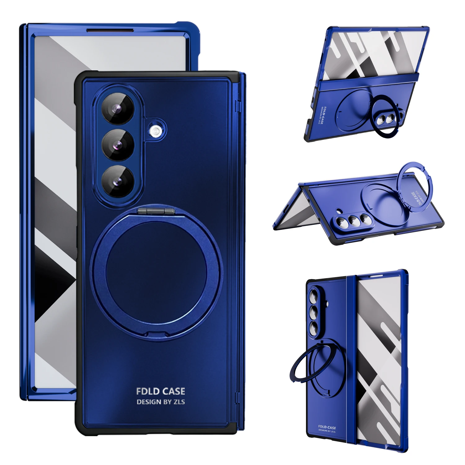 

360° Rotatable Ring Stand Full Hinge Protection Shockproof TPU Material Tempered Glass Film Phone Case for Samsung Z Fold 7