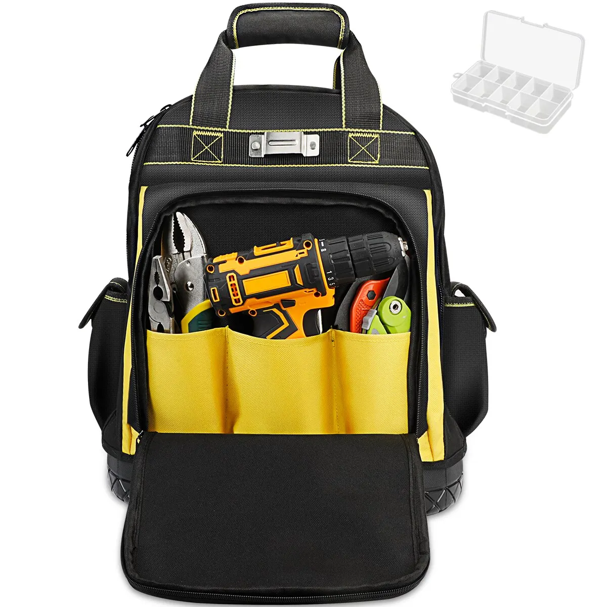 AIRAJ Waterproof Tool Backpack Tool Bag Rubber Base Heavy Duty Tool Organizer Electrician Plumber Maintenance Worker Tool Bags