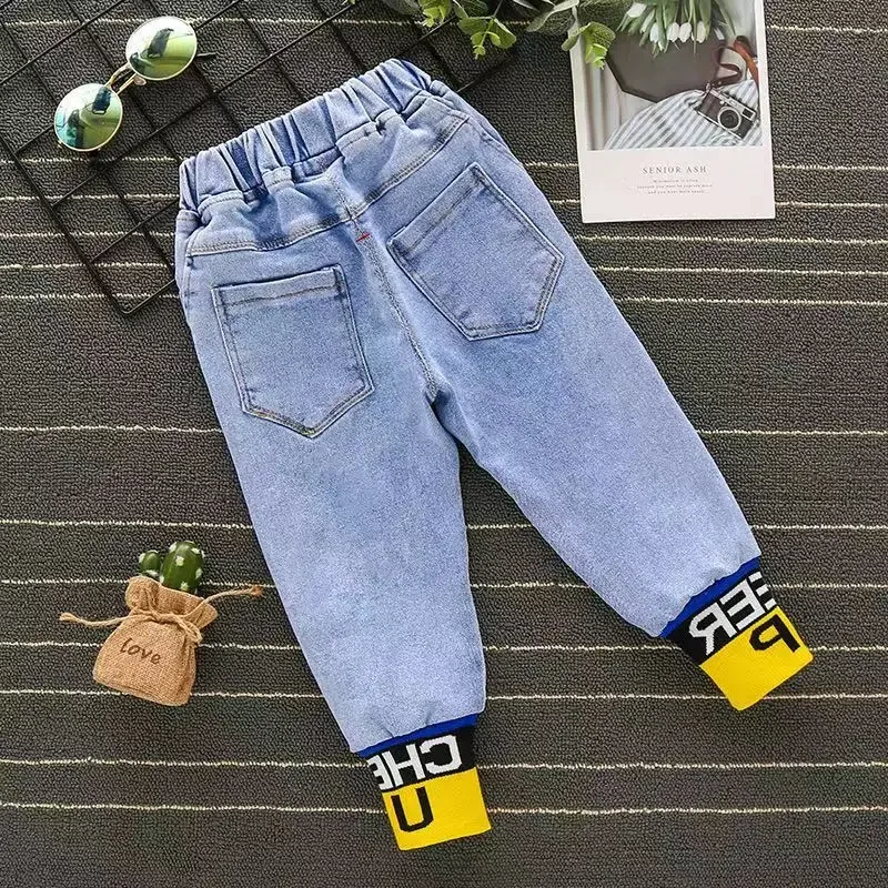 

Boys' Jeans Spring and Autumn 2026 New Collection Children's Casual Loose Elastic Waist Pants Kids Trousers