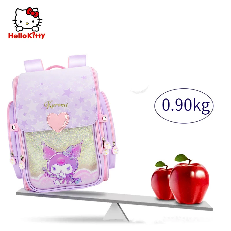 Miniso Hello Kitty Kuromi Girls Lightweight Backpacks Children School Book Bags Kids Cute Schoolbag Student Grade 1-4 Waterproof