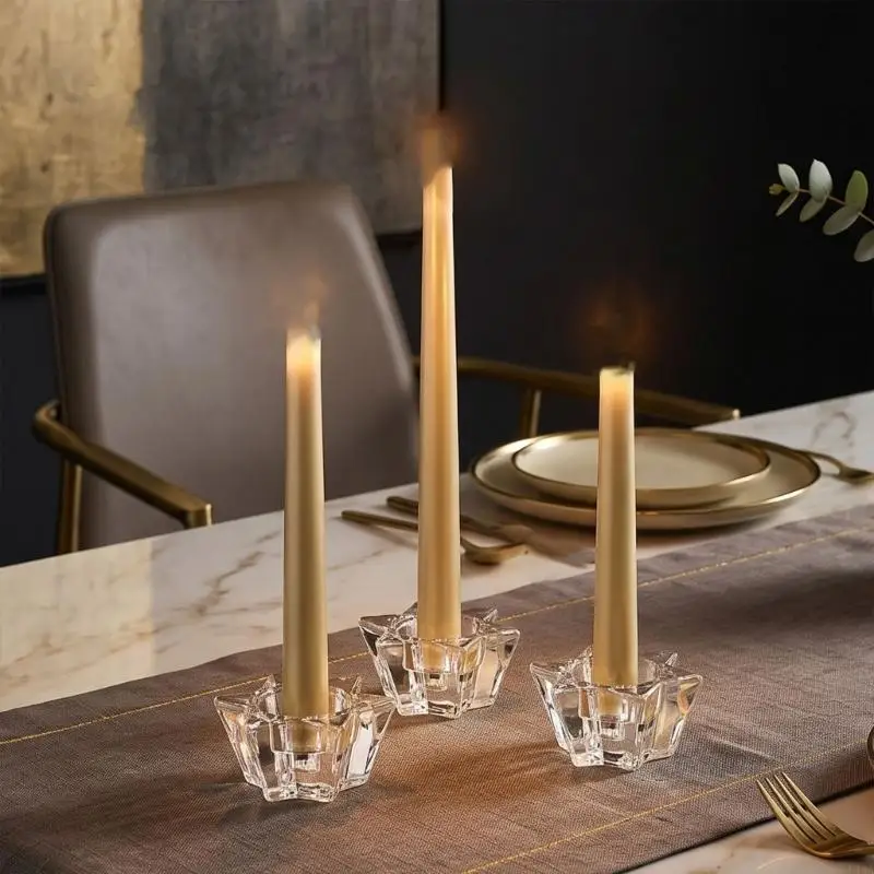 L43A Tealight Holders Candlestick Clear Glass Stand Small Glass Votive Holders with Textured for Shelf Use