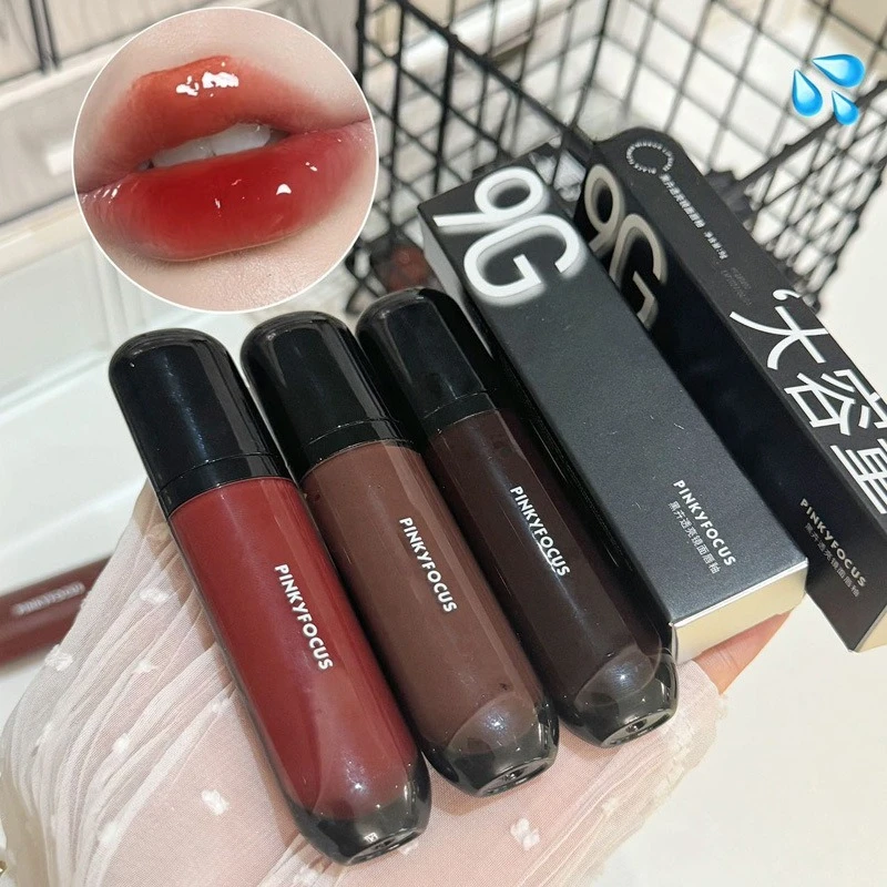 Mirror Lip Glaze Water Light Moisturizing Non-stick Cup Highly Pigmented Red Liquid Lipstick Lip Tint Makeup Cosmetics Red Brown