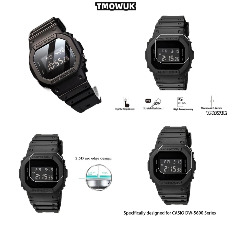 

For Casio DW-5035 DW 5600 GW-B5600 GW M5600 - Watch Protector, 9H Hard Tempered Glass, Anti-Scratch, HD