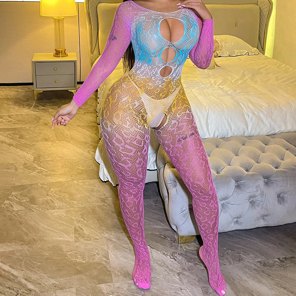 Body sin entrepierna de una pieza para sexo, lencería Sexy transparente, mono más sexy, disfraces eróticos, medias de cuerpo completo rosa
