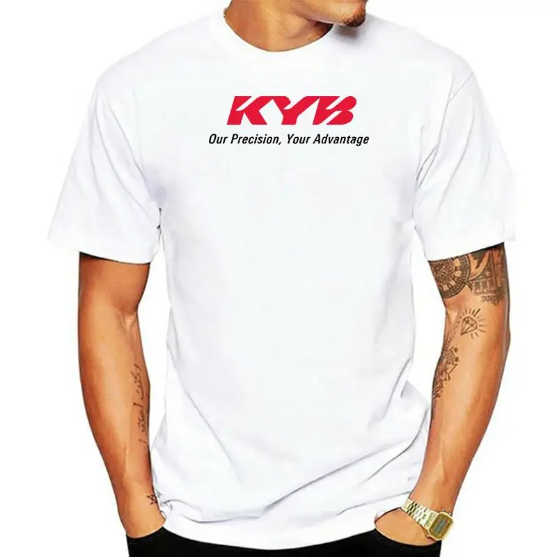 KAYABA AUTOMOTIVE KYB JAPAN męski czarny biały t-shirt 100% bawełna z krótkim rękawem