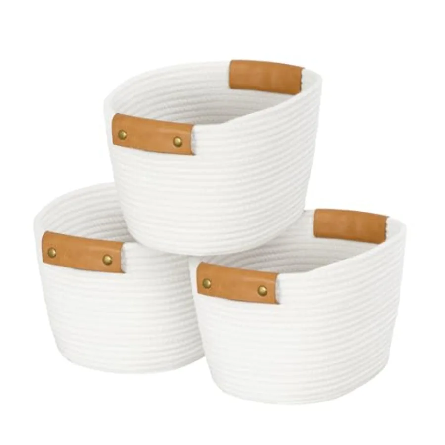

Storage Basket Set 3 Pack Baskets for Shelves White Storage Baskets for Organizing Toys 11.4"Lx9.4"Wx7.4"H