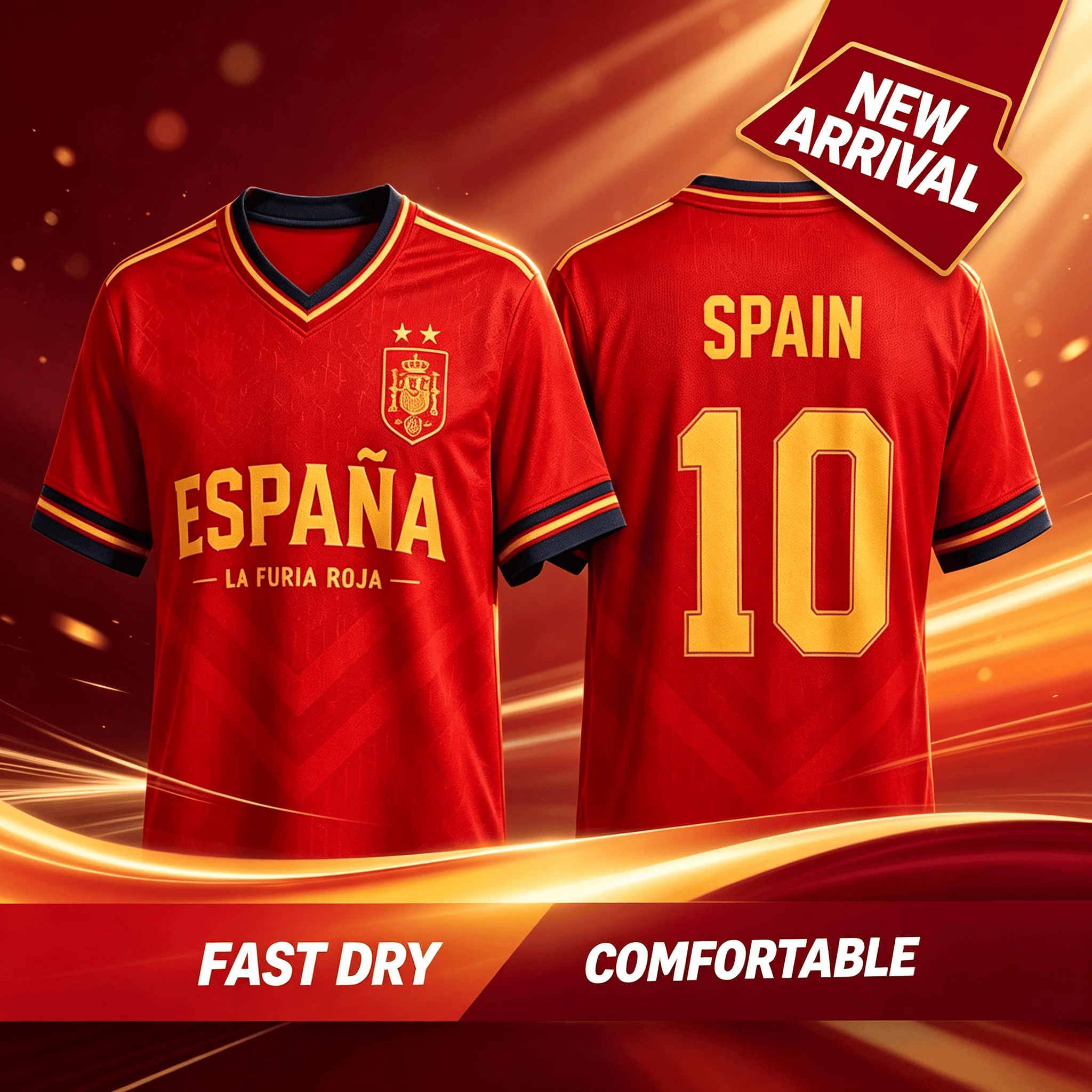 2026 Men Women Spain La Furia Roja No.10 Football Jersey Quick Dry Sports Training Short Sleeve Family Kids Tees Fashion Unisex