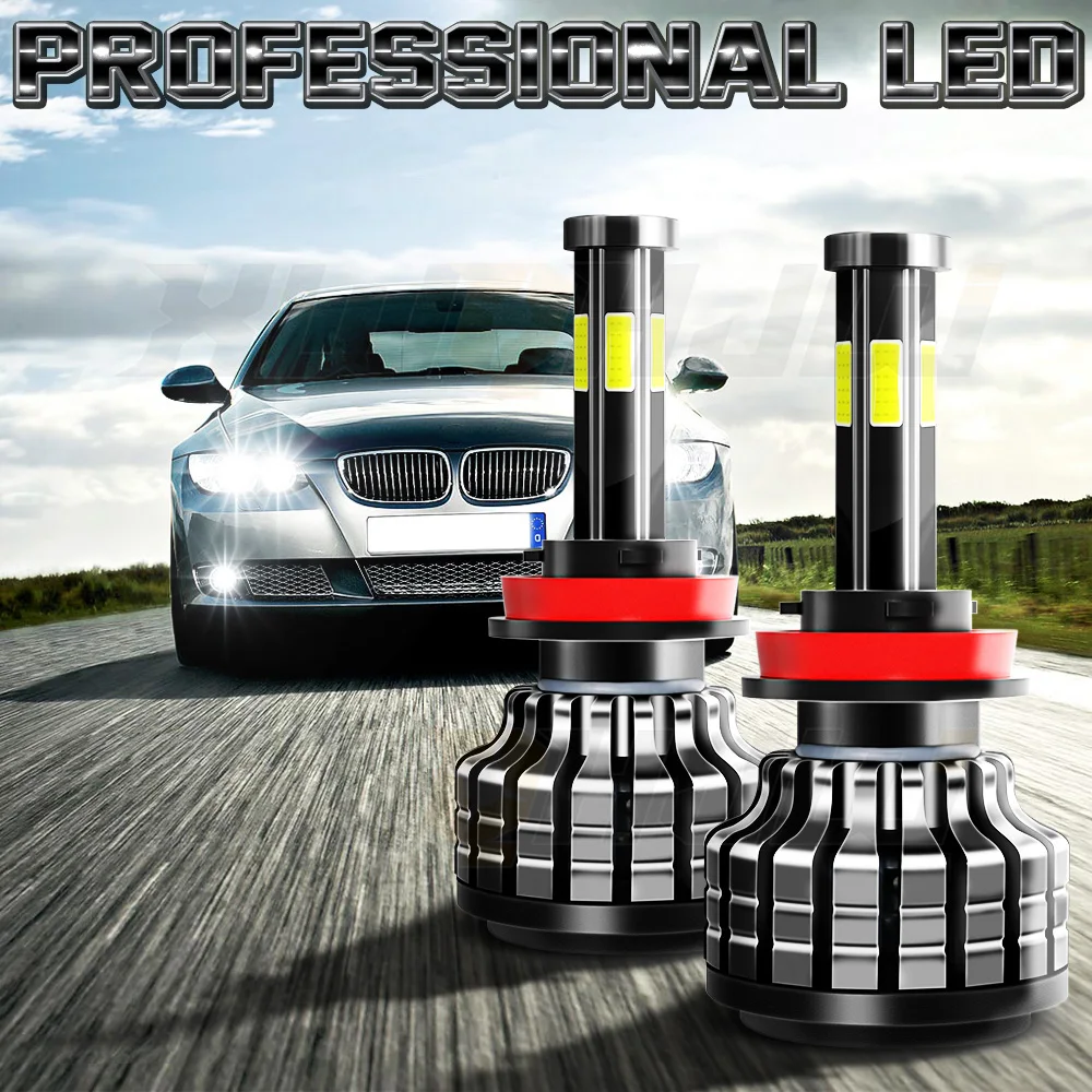 XWQHJW 2PCS Car lights H11 Super Bright LED Headlights High Low Beam Fog Light Bulb White Minisize Car accsesories