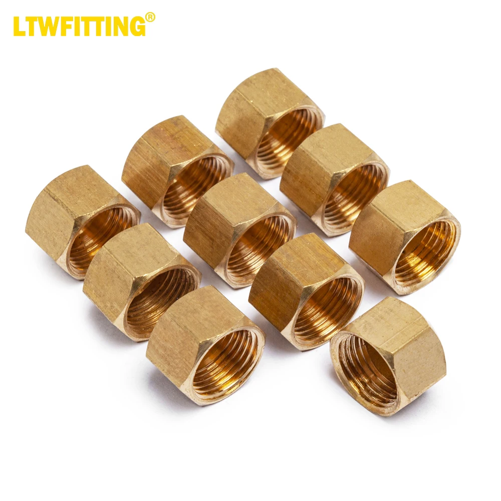 LTWFitting Brass Compression Stop Valve Cap, Compressão de latão, 5 em, 16 em, Pacote de 10