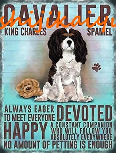 Vintage Metal Tin Sign Cavalier King Charles Spaniel Dog Animal Vintage Metal Tin Signs Home Bar Shop Decorations Coffee Sign Gi