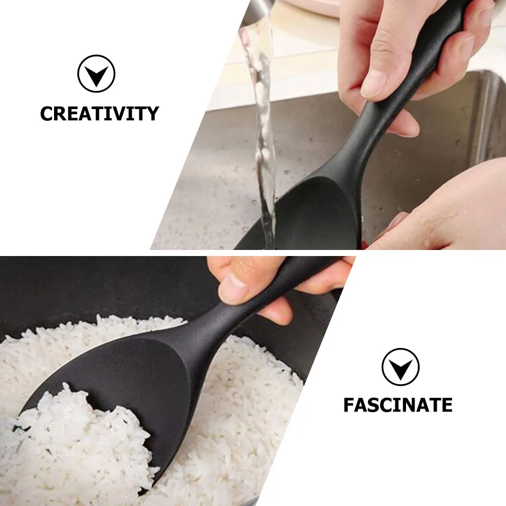 

2pcs Rice Spoon Silicone Wear-Resistant Kitchen Accessory Ergonomic Handle For Home Restaurant Hotel Use Convenient Rice