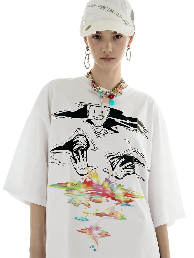 Men T-Shirt Lyrical Cotton Oversized Graphic Kawaii Hip Hop Korean Fashion Short Sleeve Tops Tee Y2k Streetwear Harajuku Clothes