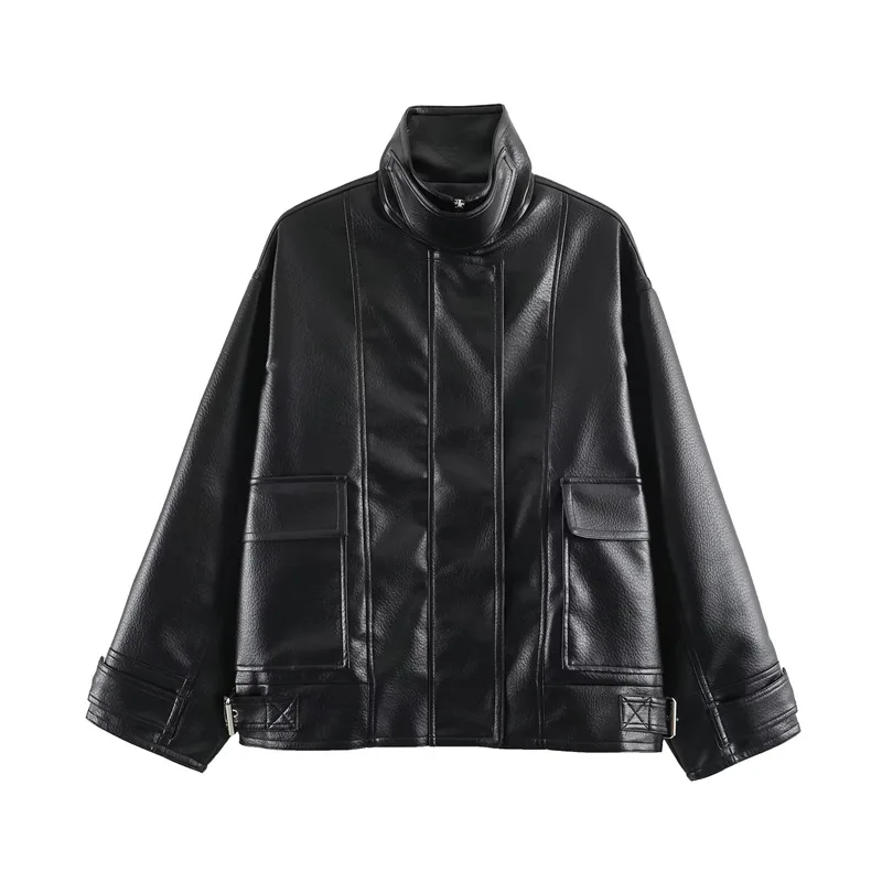 Dave&Di 2026 New European And American Style Summer Leather Effect Loose Jacket Top