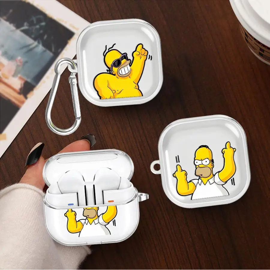 Hülle für Samsung Galaxy Buds 3Pro 4Pro 3 FE 4 Pro 2 Live Clear Kopfhörerhüllen Cover The Simpsons Bart Homer