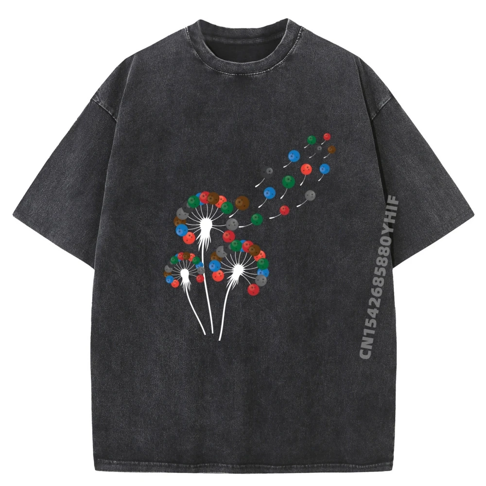 

Dandelion Bowling Ball For Bowling Player Bowling Graphic T Shirts Men Cotton Men Harajuku Leisure Washed Shirt