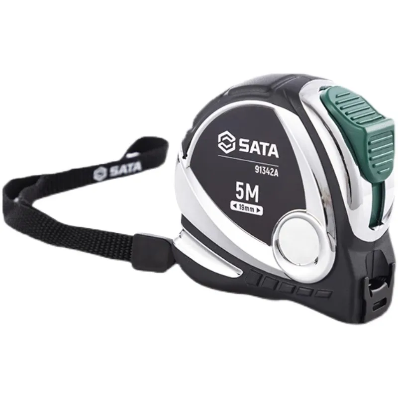 SATA 91342A Kaiti Series Rubber Coated Steel Tape Measure 5Mx19MM High Quality Materials Exquisite Workmanship Simple Operation