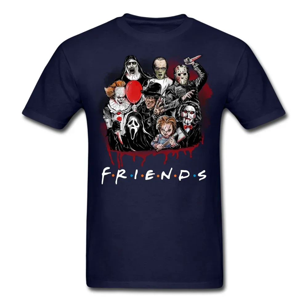 

Horror Friends Scary Movie Characters Halloween Gift T Shirt New 100% Cotton Short Sleeve O-Neck T-shirt Casual Mens Top