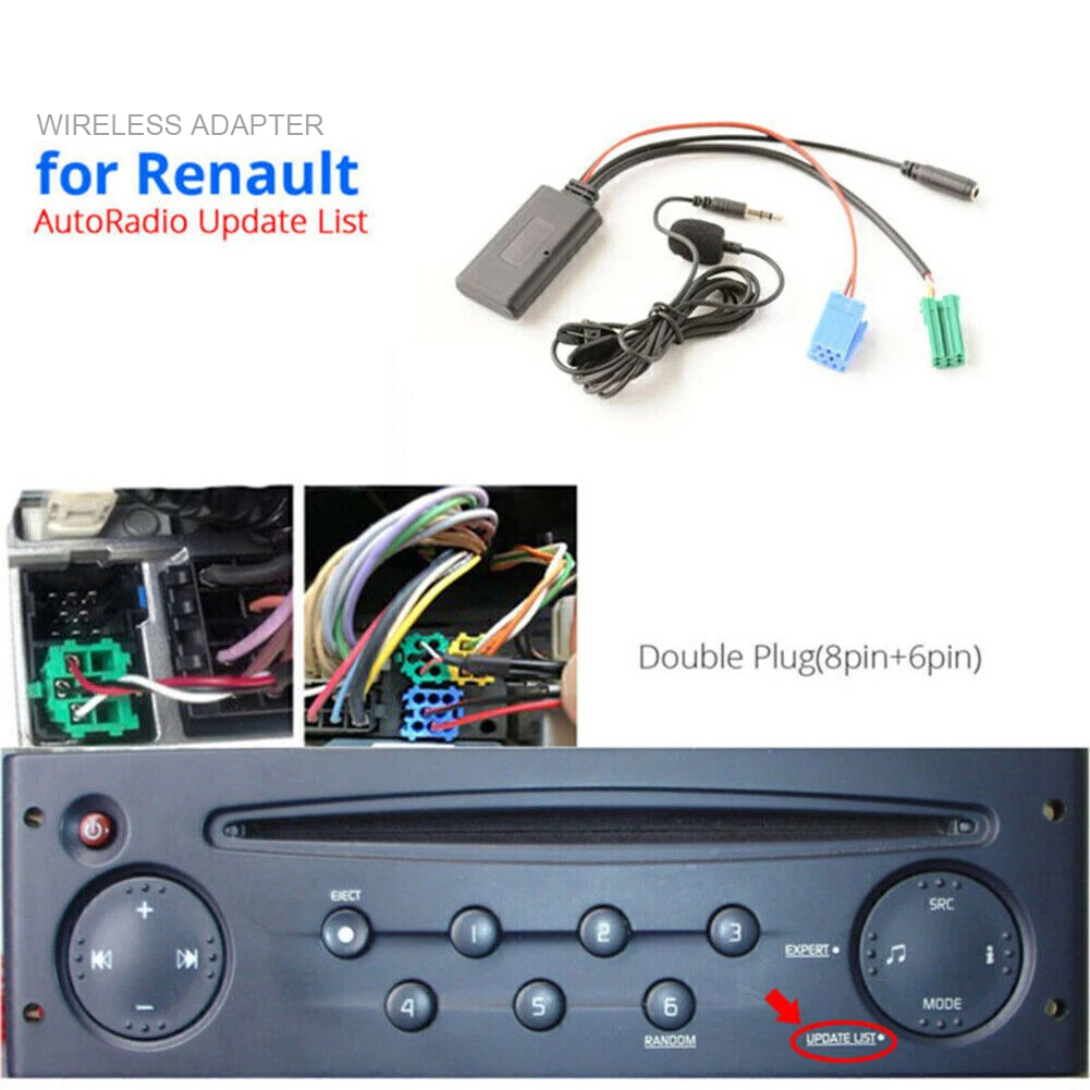 Car Bluetooth-Compatible Module Handsfree Car Bluetooth-Compatible Adapter Cable with MIC Audio Cable Adapter for Renault Kangoo