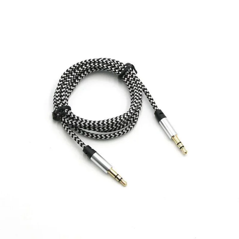 1m Nylon Jack Aux Cable 3.5 mm to 3.5mm Audio Cable Male to Male Kabel Gold Plug Car Aux Cord for iphone Samsung xiaomi