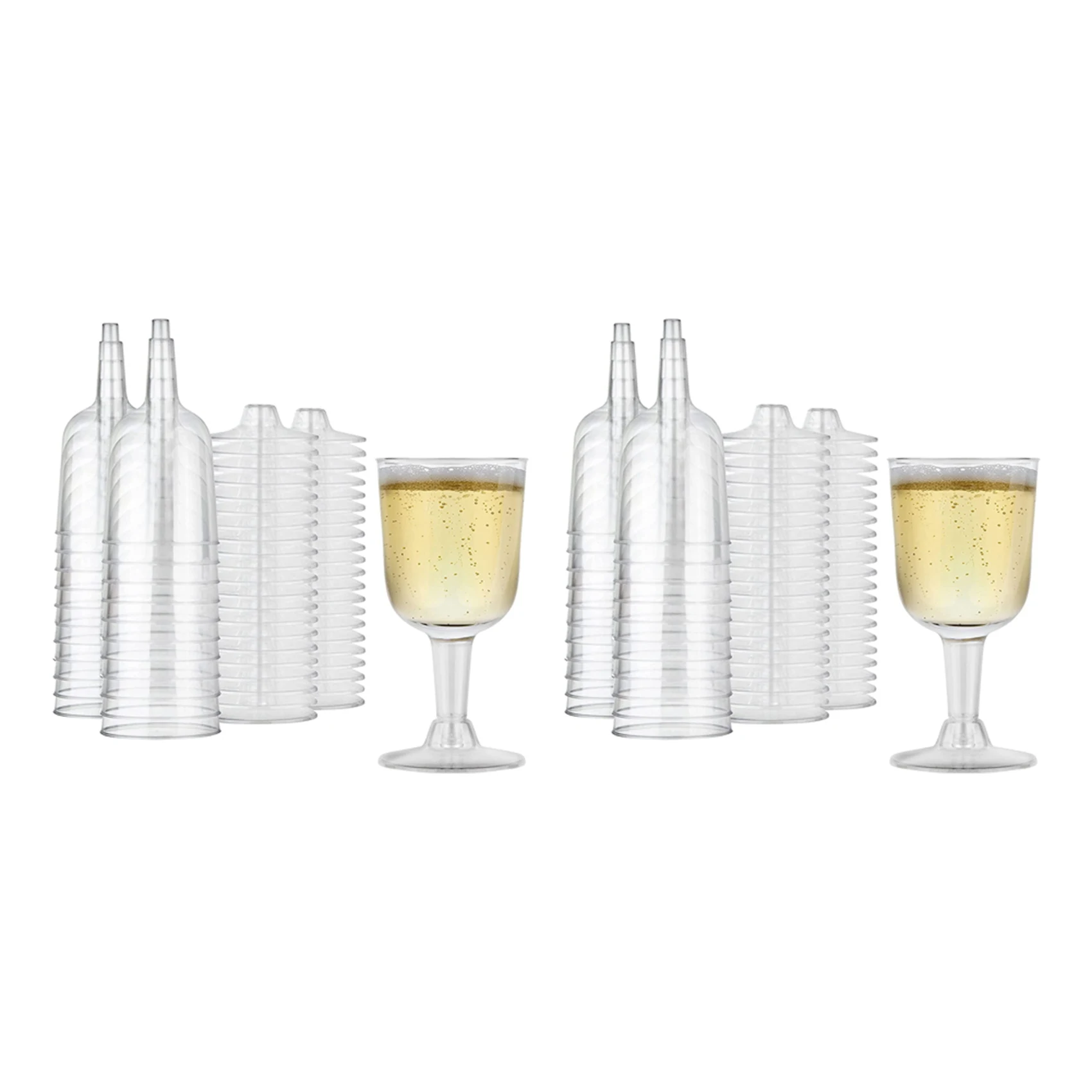 ABRW-Clear Plastic Wine Glass Recyclable - Shatterproof Wine Goblet - Disposable & Reusable Cups For Champagne, Dessert 40Pcs