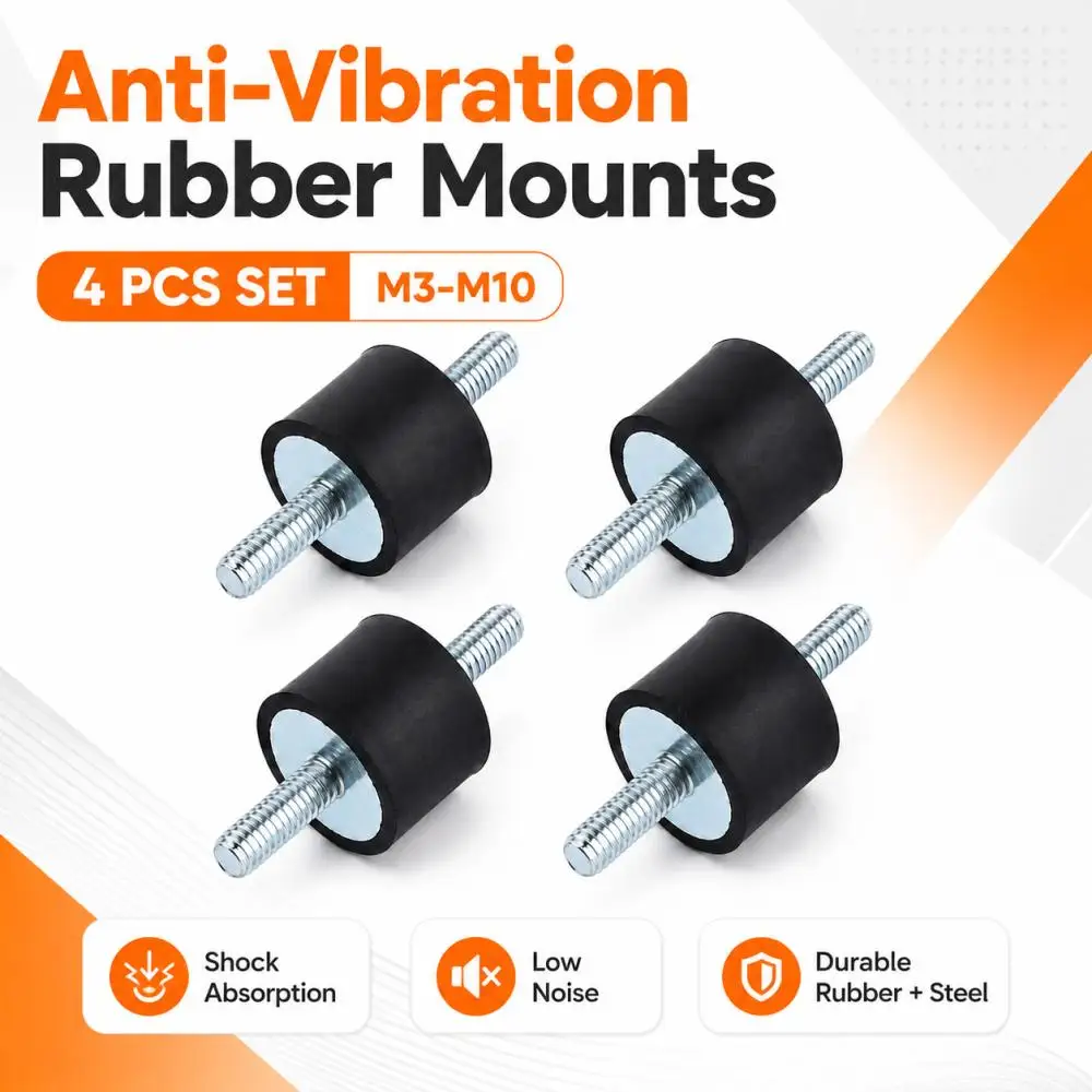 4-40Pcs M3-M10 Anti Vibration Rubber Mounts, Male Threaded Bobbin Isolator Shock Damper for Car Boat Engine Pump
