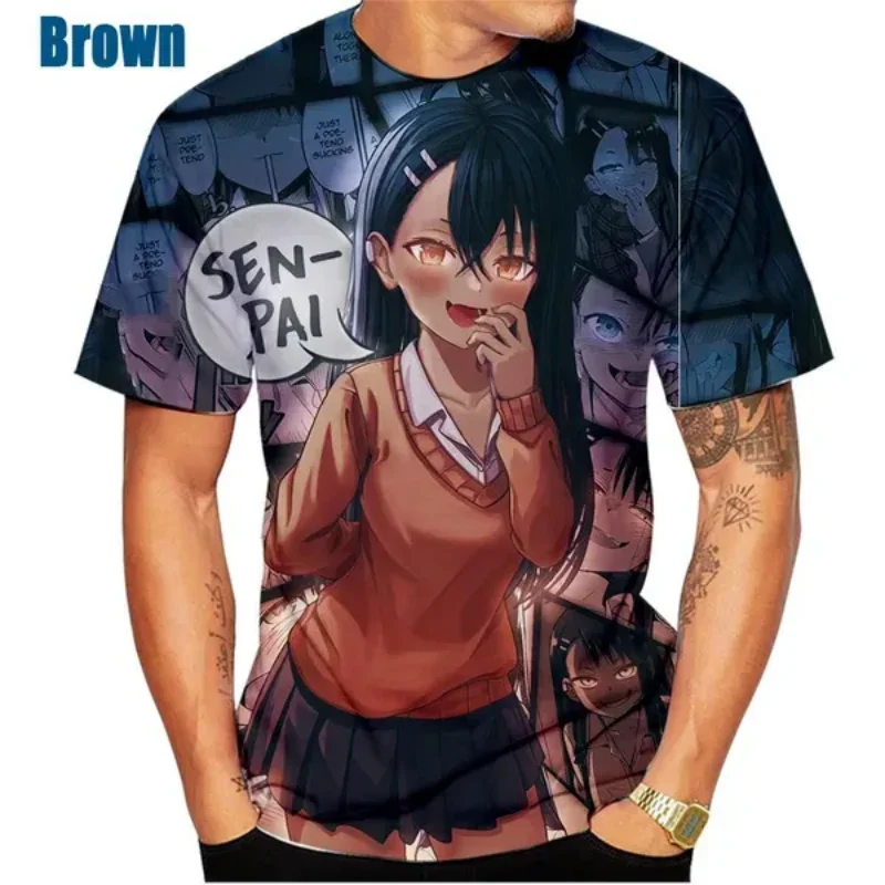 Fashion Men Clothing Nagatoro 3D Print T-shirt Japanese Anima Don’t Play with Me, Miss Nagatoro Graphic T Shirt Harajuku Tops