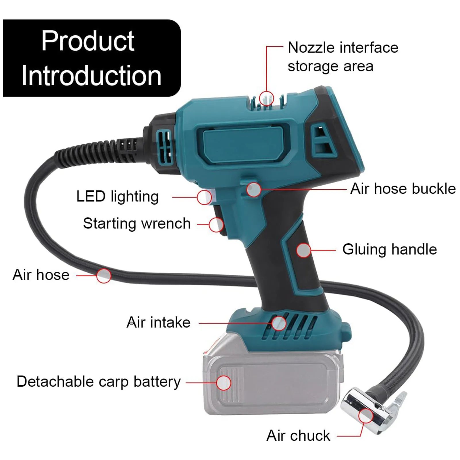

Tire Pump 120PSI Car Air Pump Digital Display Multifunctional Cordless Portable Tire Pump for BL1820 BL1830 BL1840 BL1850 BL1860