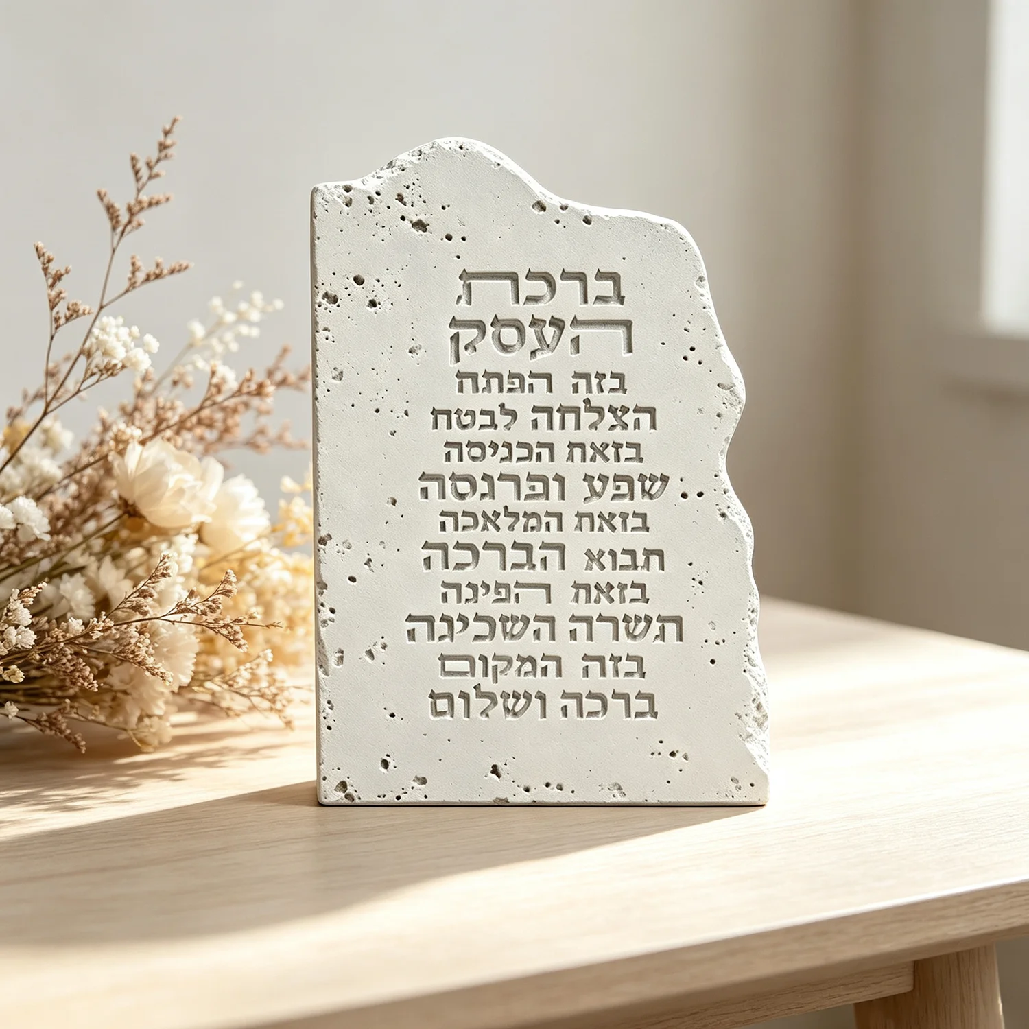 Silicone Mold For Birkat HaEsek Business Blessing Stone, Hebrew Judaica Plaque Mold for Cement Plaster DIY Office Decor Gift