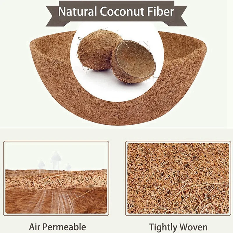 

4 шт. кокосовые подкладки для подвесных корзин, 10 дюймов, прочные круглые подкладки для кашпо, идеальные сменные аксессуары, 100% натуральные