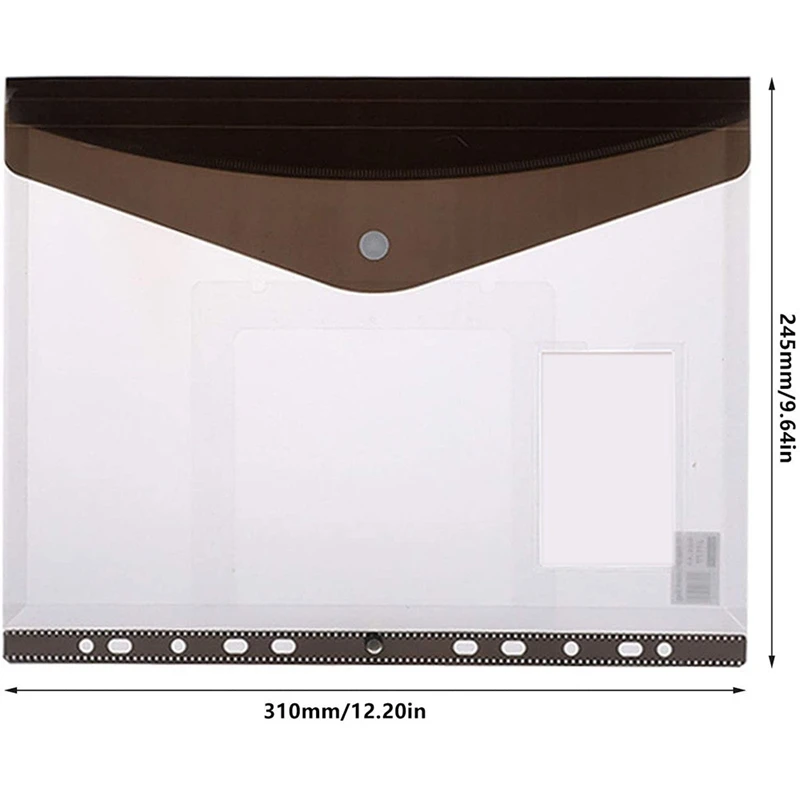 Пластиковые бумажники A4 с перфорацией, 12 упаковок, бумажники для бумаг A4, пластиковые бумажники для документов с карманом