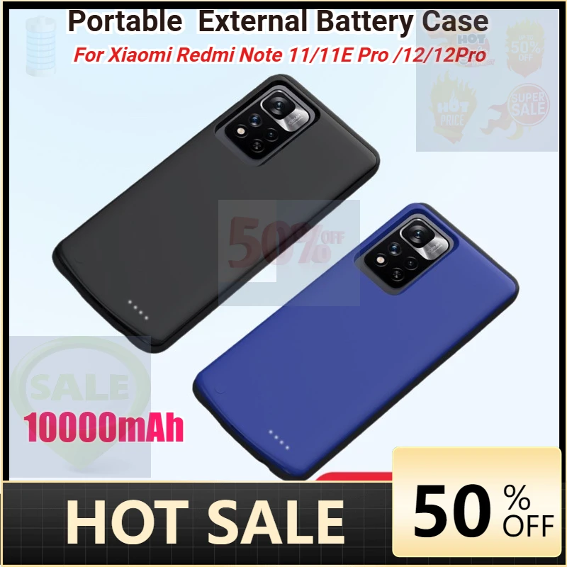 

For Xiaomi Redmi Note 11 Portable Battery Charger Case External Battery Redmi Note 11 Plus 11E Pro 12 Charging Power Bank Case