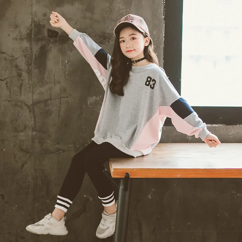 2023 teenager spring Outfits Girls Tracksuit Fall Sweatshirt + leggings Children Kids Sport Clothes 4 5 6 7 8 9 10 11 12 year