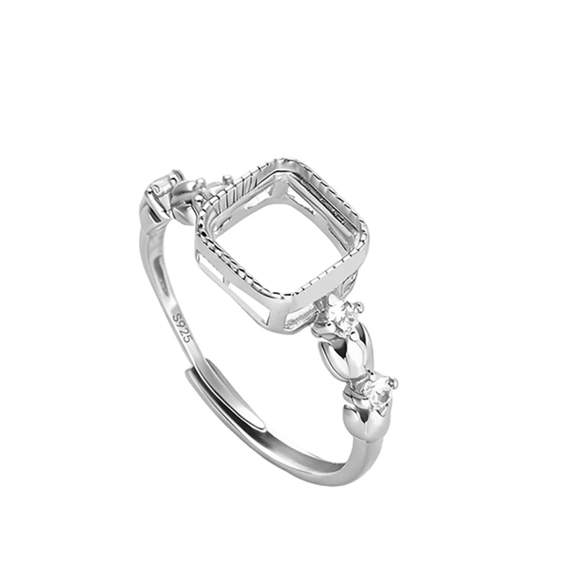 

925 Sterling Silver Ring 7x7mm Cushion Cut Cabochon Semi Mount Ring Engagement Wedding Jewelry Setting