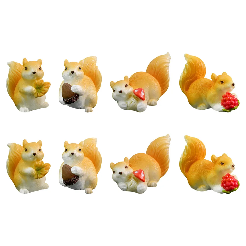 

8Pcs Miniature Animal Resin Squirrel Ornaments Charming Outdoor Garden Decor Fairy Landscape Pieces Squirrel Ornaments